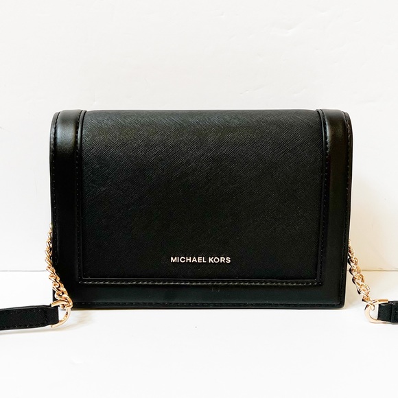 Michael Kors Jet Set Large Flap Shoulder Crossbody Bag Black - Picture 3 of 11